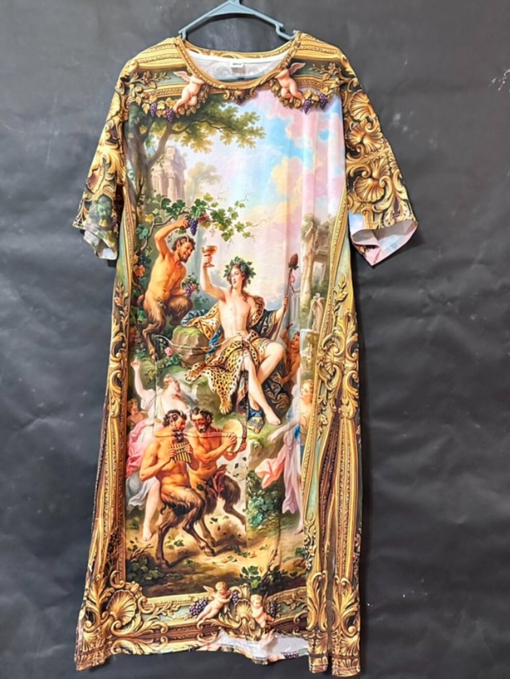 Conceptual Subculture Baroque Mythology Maxi Cotton Shirt Dress Short Sleeve 2xL - Picture 7 of 10